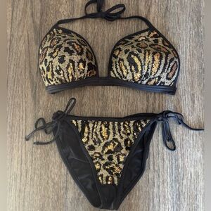 VENUS Gold and Black Animal Print Bikini